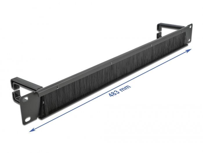 Delock 66486 19 Zoll Netzwerkschrank-Bürstenleiste 1 HE Schwarz