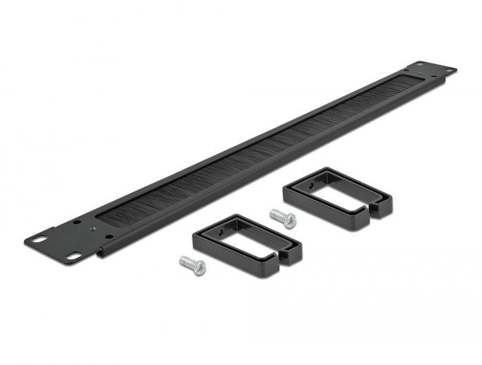 Delock 66486 19 Zoll Netzwerkschrank-Bürstenleiste 1 HE Schwarz