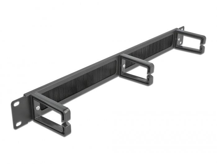 Delock 66488 19 Zoll Netzwerkschrank-Bürstenleiste 1 HE Schwarz