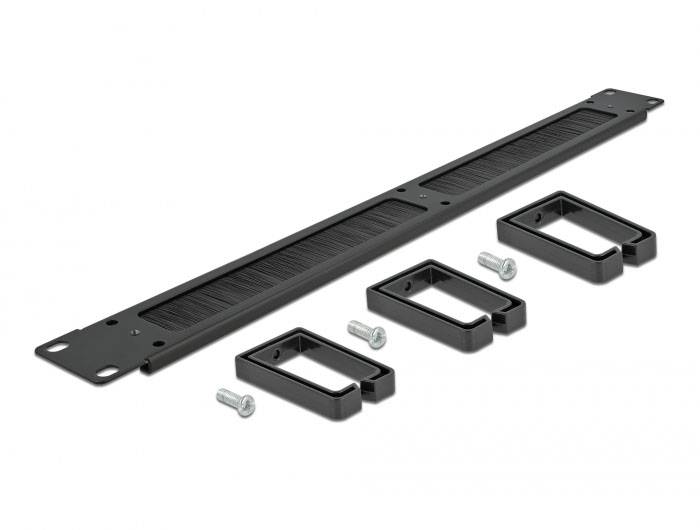 Delock 66488 19 Zoll Netzwerkschrank-Bürstenleiste 1 HE Schwarz