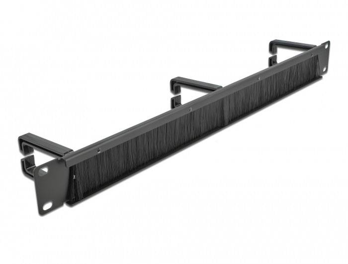 Delock 66488 19 Zoll Netzwerkschrank-Bürstenleiste 1 HE Schwarz