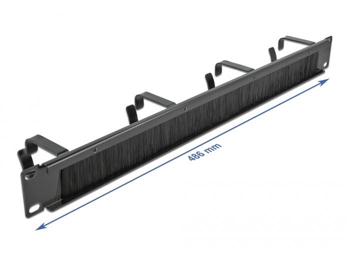 Delock 66489 19 Zoll Netzwerkschrank-Bürstenleiste 1 HE Schwarz