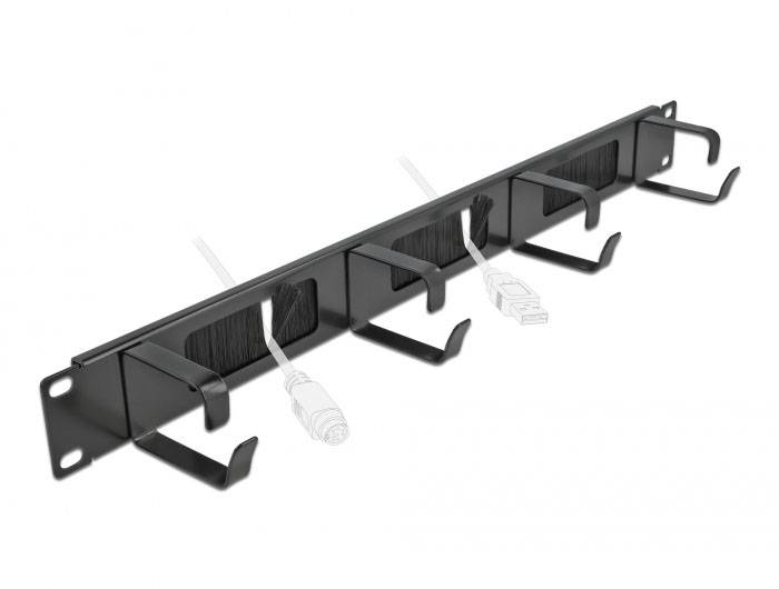 Delock 66489 19 Zoll Netzwerkschrank-Bürstenleiste 1 HE Schwarz