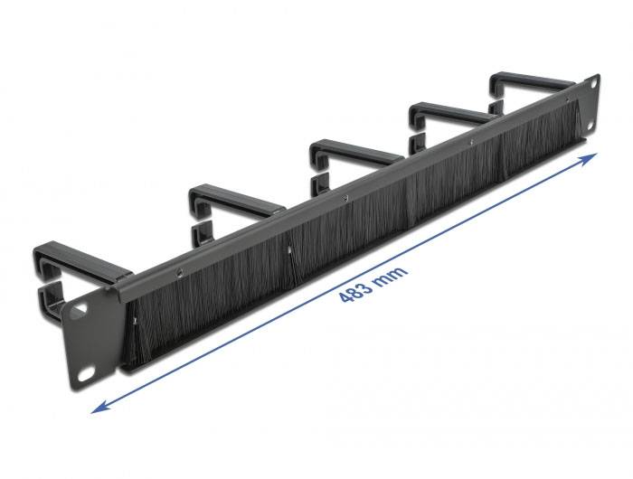 Delock 66490 19 Zoll Netzwerkschrank-Bürstenleiste 1 HE Schwarz