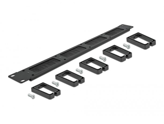 Delock 66490 19 Zoll Netzwerkschrank-Bürstenleiste 1 HE Schwarz