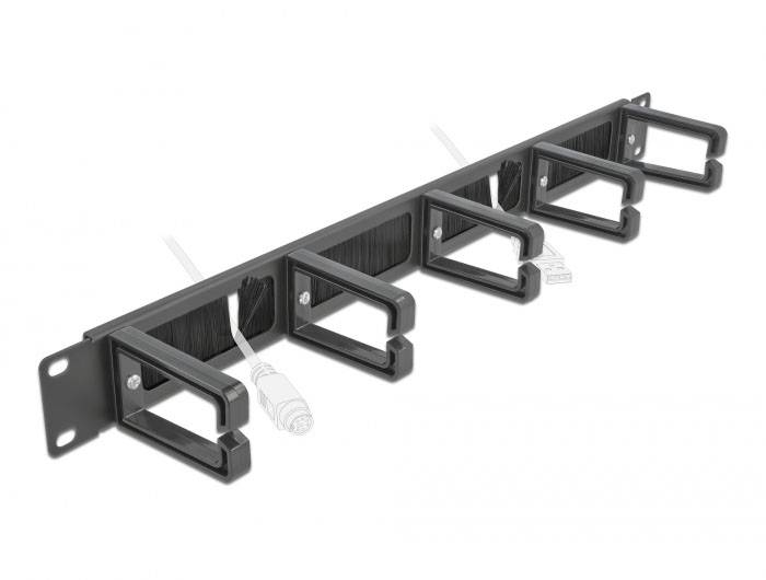 Delock 66490 19 Zoll Netzwerkschrank-Bürstenleiste 1 HE Schwarz