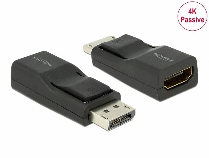 Delock 65685 DisplayPort / HDMI Adapter [1x DisplayPort Stecker - 1x HDMI-Buchse] Schwarz vergoldete Steckkontakte, Geschirmt