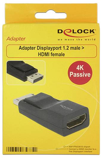 Delock 65685 DisplayPort / HDMI Adapter [1x DisplayPort Stecker - 1x HDMI-Buchse] Schwarz vergoldete Steckkontakte, Geschirmt