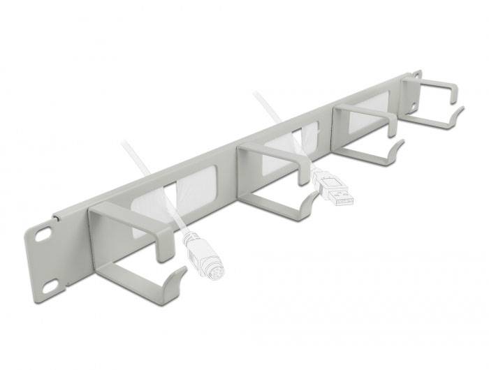 Delock 66543 19 Zoll Netzwerkschrank-Bürstenleiste 1 HE Grau