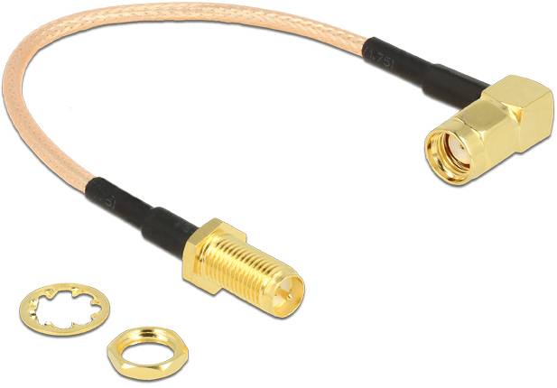Delock WLAN-Antennen Anschlusskabel [1x RPSMA-Stecker - 1x RPSMA-Buchse] 0.16m Schwarz, Gold, Transparent