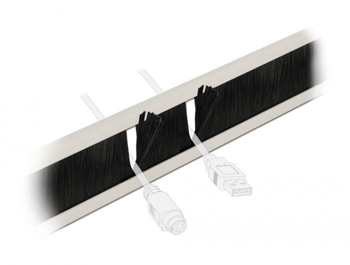 Delock 66581 19 Zoll Netzwerkschrank-Bürstenleiste 1 HE Grau
