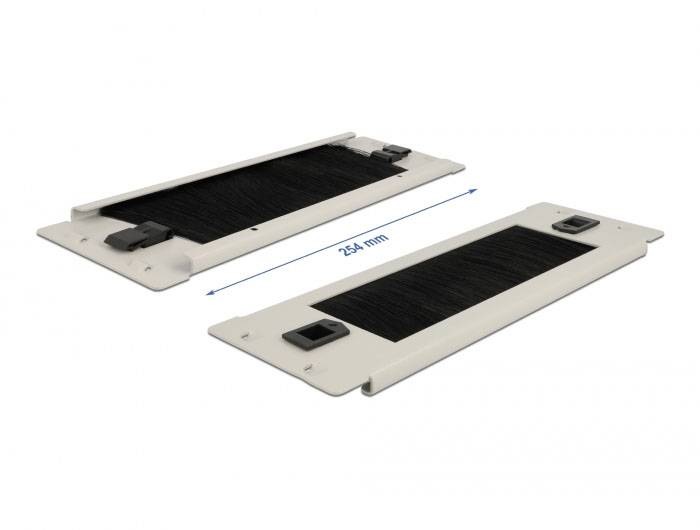 Delock 66619 10 Zoll Netzwerkschrank-Bürstenleiste Schwarz, Grau