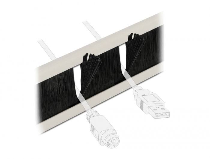 Delock 66619 10 Zoll Netzwerkschrank-Bürstenleiste Schwarz, Grau