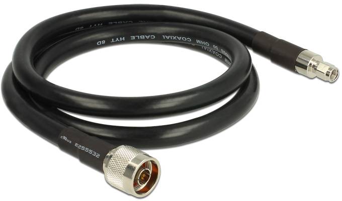 Delock WLAN-Antennen Anschlusskabel [1x N-Stecker - 1x RPSMA-Stecker] 1m Schwarz