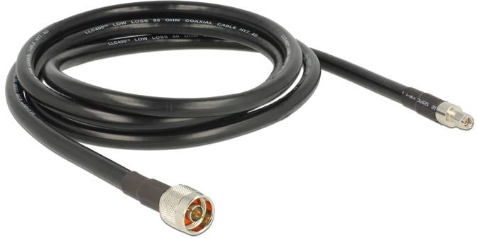 Delock WLAN-Antennen Anschlusskabel [1x N-Stecker - 1x RPSMA-Stecker] 2m Schwarz
