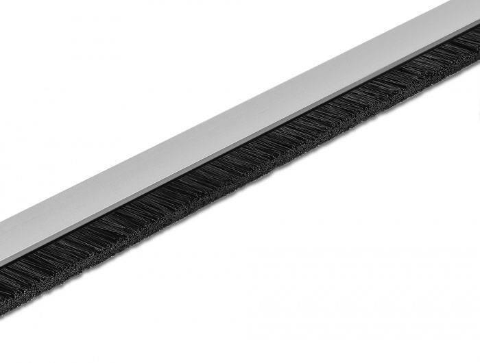 Delock 66649 19 Zoll Netzwerkschrank-Bürstenleiste Aluminium, Schwarz