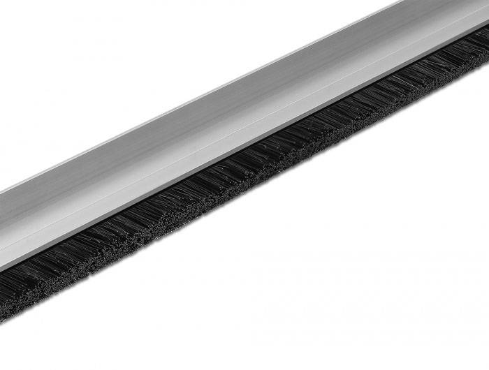 Delock 66650 19 Zoll Netzwerkschrank-Bürstenleiste Aluminium, Schwarz