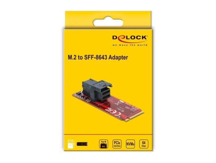 Delock Seriell Adapter [1x M.2 Key M-Stecker - 1x Mini-SAS-Buchse (SFF-8643)] Schwarz, Rot