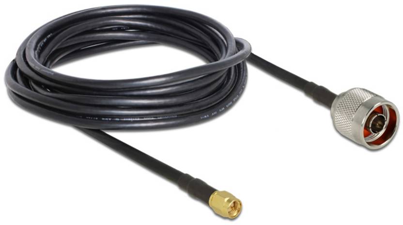 Delock WLAN-Antennen Anschlusskabel [1x N-Stecker - 1x SMA-Stecker] 5m Schwarz