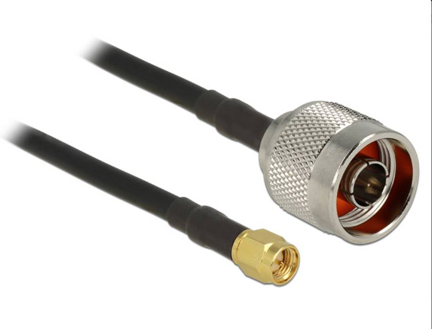Delock WLAN-Antennen Anschlusskabel [1x N-Stecker - 1x SMA-Stecker] 5m Schwarz