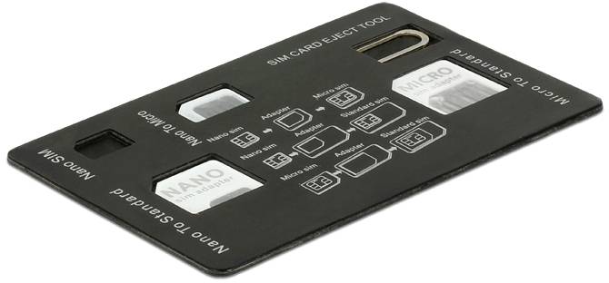 Delock 20650 SIM Adapter Adaptiert von: Nano SIM Adaptiert auf: Micro SIM
