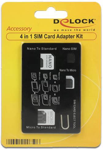 Delock 20650 SIM Adapter Adaptiert von: Nano SIM Adaptiert auf: Micro SIM
