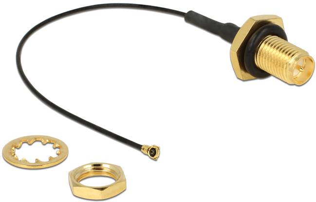 Delock WLAN-Antennen Anschlusskabel [1x RPSMA-Buchse - 1x IPEX-Stecker] 0.1m Schwarz