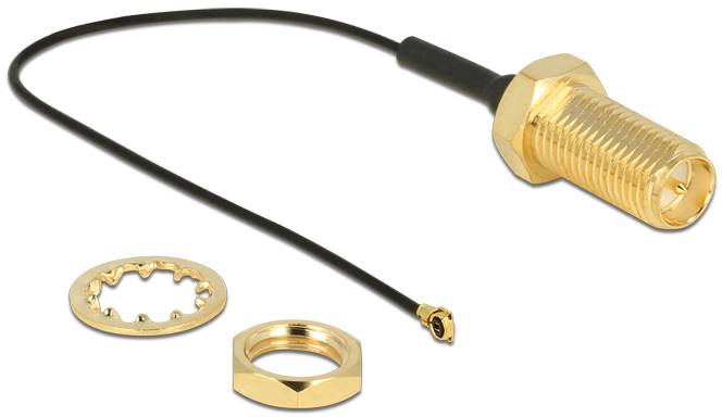 Delock WLAN-Antennen Anschlusskabel [1x RPSMA-Buchse - 1x IPEX-Stecker] 0.1m Schwarz