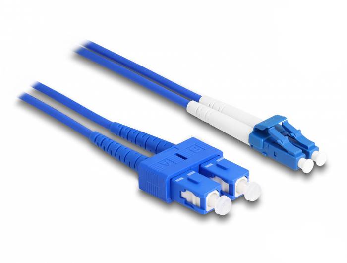 Delock 87924 Glasfaser LWL Anschlusskabel 3m Blau [1x LC-Stecker - 1x SC-Duplex] 9/125 µ Singlemode OS2