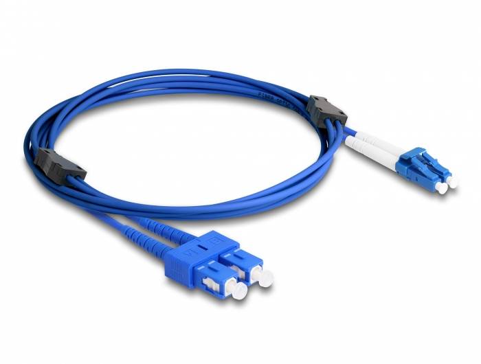 Delock 87923 Glasfaser LWL Anschlusskabel 2m Blau [1x LC-Stecker - 1x SC-Duplex] 9/125 µ Singlemode OS2
