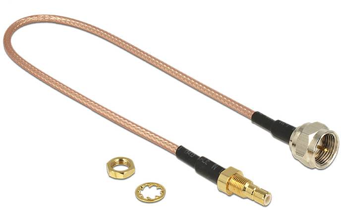 Delock WLAN-Antennen Anschlusskabel [1x SMB-Buchse - 1x F-Stecker] 0.25m Braun