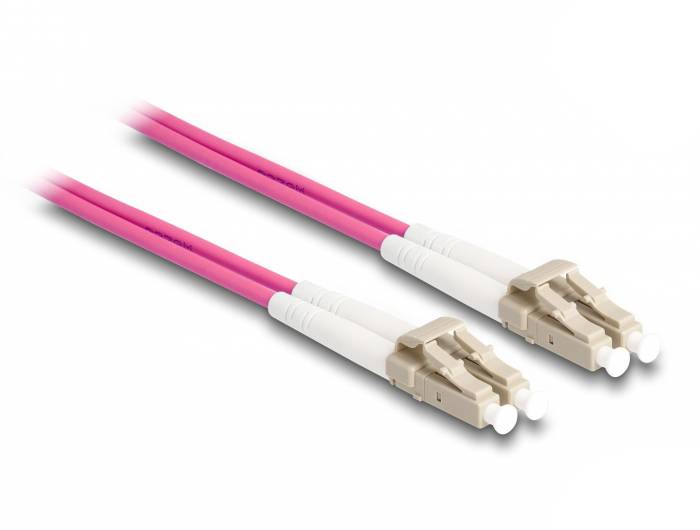 Delock 87915 Glasfaser LWL Anschlusskabel 3m Violett [1x LC-Stecker - 1x LC-Stecker] 50/125 µ Multimode OM4