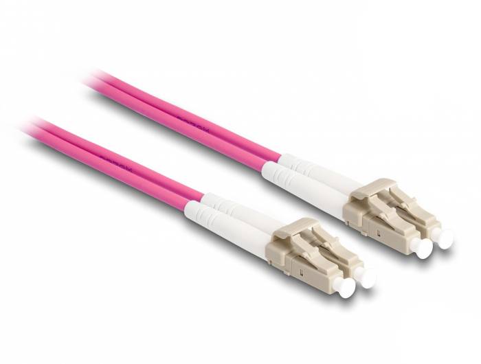 Delock 87914 Glasfaser LWL Anschlusskabel 2m Violett [1x LC-Stecker - 1x LC-Stecker] 50/125 µ Multimode OM4