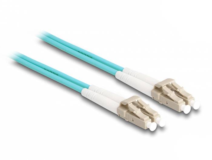 Delock 87909 Glasfaser LWL Anschlusskabel 3m Aquablau [1x LC-Stecker - 1x LC-Stecker] 50/125 µ Multimode OM3