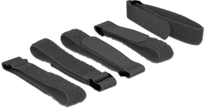Delock Klettkabelbinder (L x B) 300mm x 20mm Schwarz 5St.