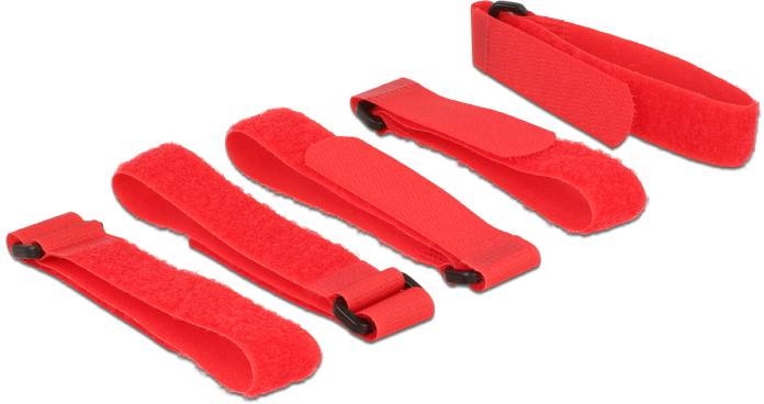 Delock Klettkabelbinder (L x B) 300mm x 20mm Rot 5St.