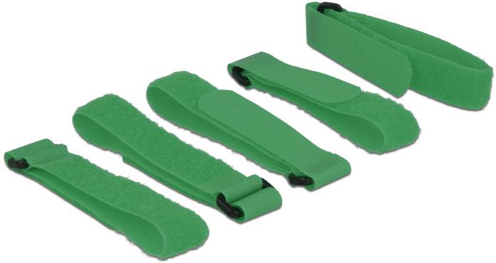 Delock Klettkabelbinder (L x B) 300mm x 20mm Grün 5St.