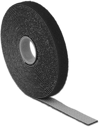 Delock 18711 Klettband zum Bündeln Haft- und Flauschteil (L x B) 5 m x 13 mm Schwarz 1 St.