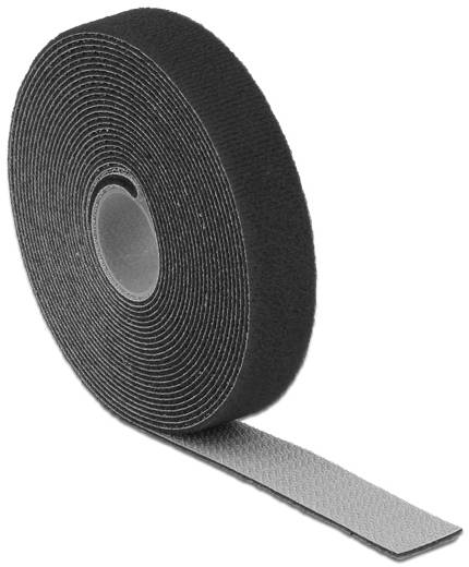 Delock 18715 Klettband zum Bündeln Haft- und Flauschteil (L x B) 5 m x 20 mm Schwarz 1 St.