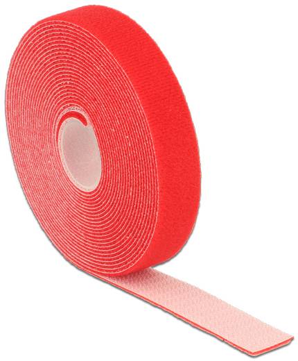 Delock 18723 Klettband zum Bündeln Haft- und Flauschteil (L x B) 5m x 20mm Rot 1St.