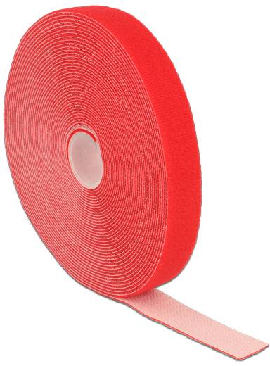 Delock 18724 Klettband zum Bündeln Haft- und Flauschteil (L x B) 10m x 20mm Rot 1St.