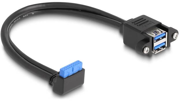 Delock USB-Kabel USB 2.0 USB-A Buchse, USB-A Buchse, USB-Pfostenbuchse 0.50m Schwarz 83007