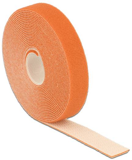 Delock 18747 Klettband zum Bündeln Haft- und Flauschteil (L x B) 5m x 20mm Orange 1St.