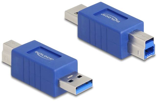Zwei blaue USB-Adapter mit unterschiedlichen Steckertypen auf weißem Hintergrund.