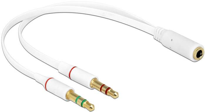 Delock 65585 Klinke Audio Anschlusskabel [1x Klinkenbuchse 3.5mm - 2x Klinkenstecker 3.5 mm] 20cm Weiß