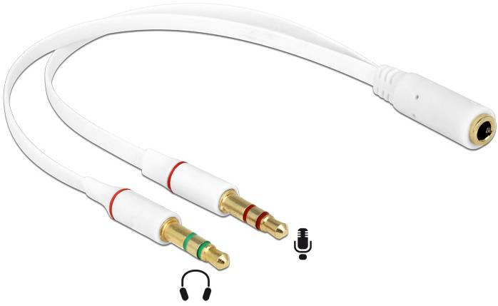 Delock 65585 Klinke Audio Anschlusskabel [1x Klinkenbuchse 3.5mm - 2x Klinkenstecker 3.5 mm] 20cm Weiß