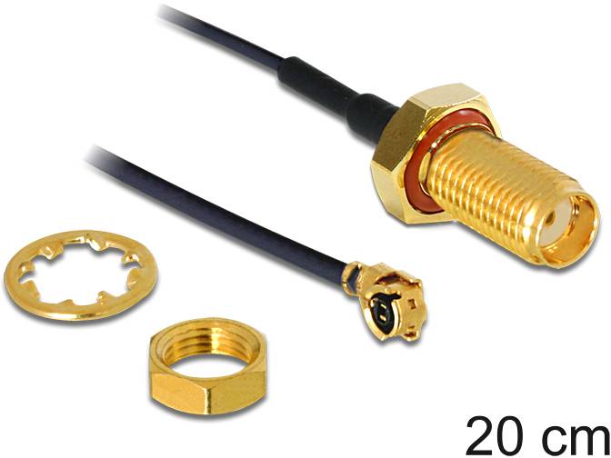 Delock WLAN-Antennen Anschlusskabel [1x SMA-Buchse - 1x IPEX-Stecker] 0.2m Schwarz