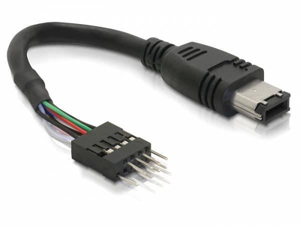 Delock FireWire Anschlusskabel [1x Firewire (400) Stecker 6pol. - 1x Firewire (400) Stecker 6pol.] 0.016m Schwarz