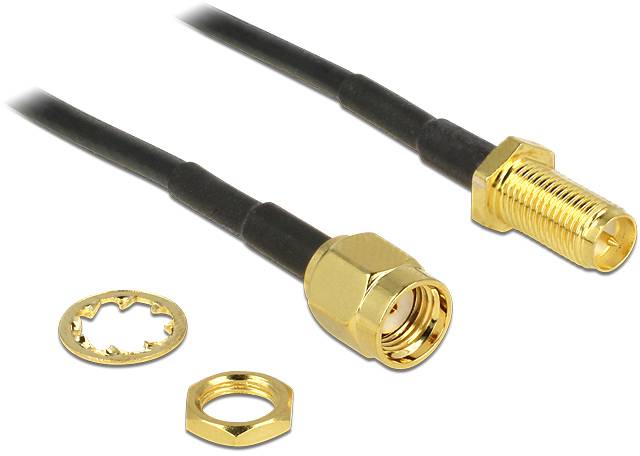 Delock WLAN-Antennen Anschlusskabel [1x RPSMA-Stecker - 1x RPSMA-Buchse] 0.2 m Schwarz