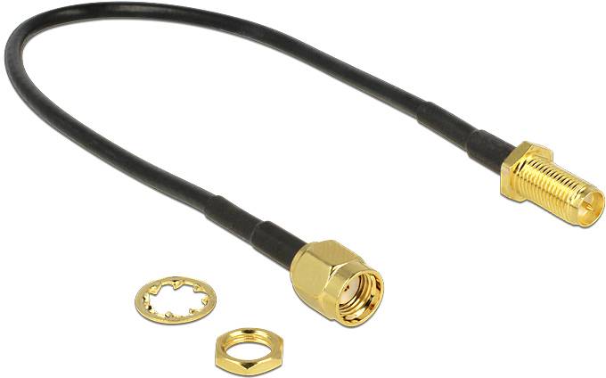 Delock WLAN-Antennen Anschlusskabel [1x RPSMA-Stecker - 1x RPSMA-Buchse] 0.2m Schwarz